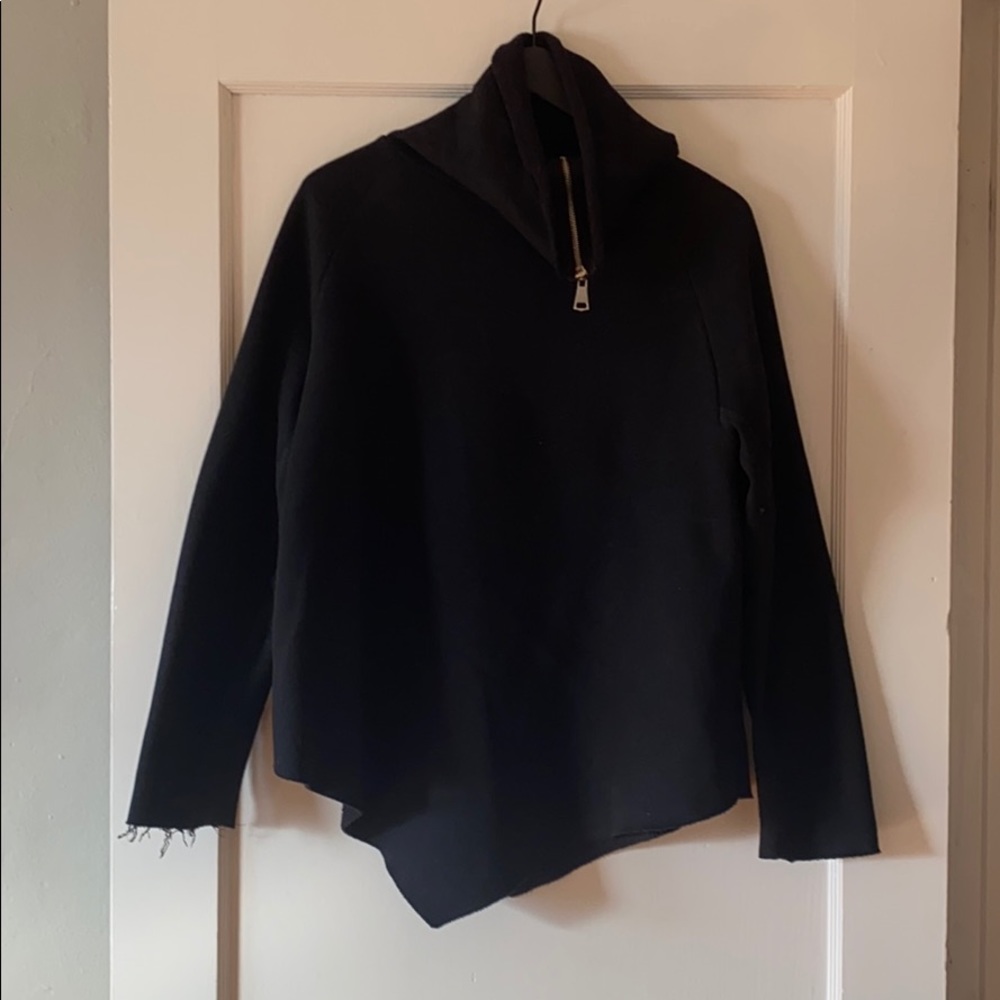 Zipper neck cowl neck sweatshirt